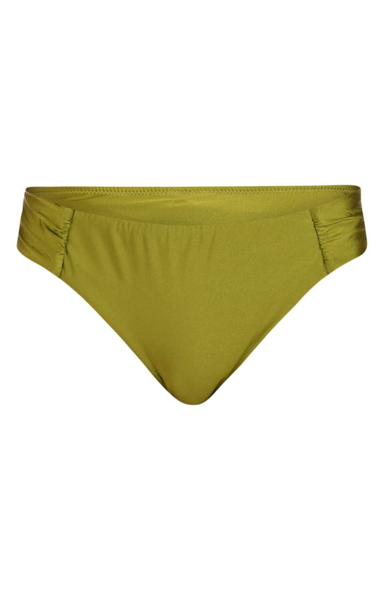Sunshine 79 Solids Shirred Side Bikini Bottoms, Alternate, color, Olive