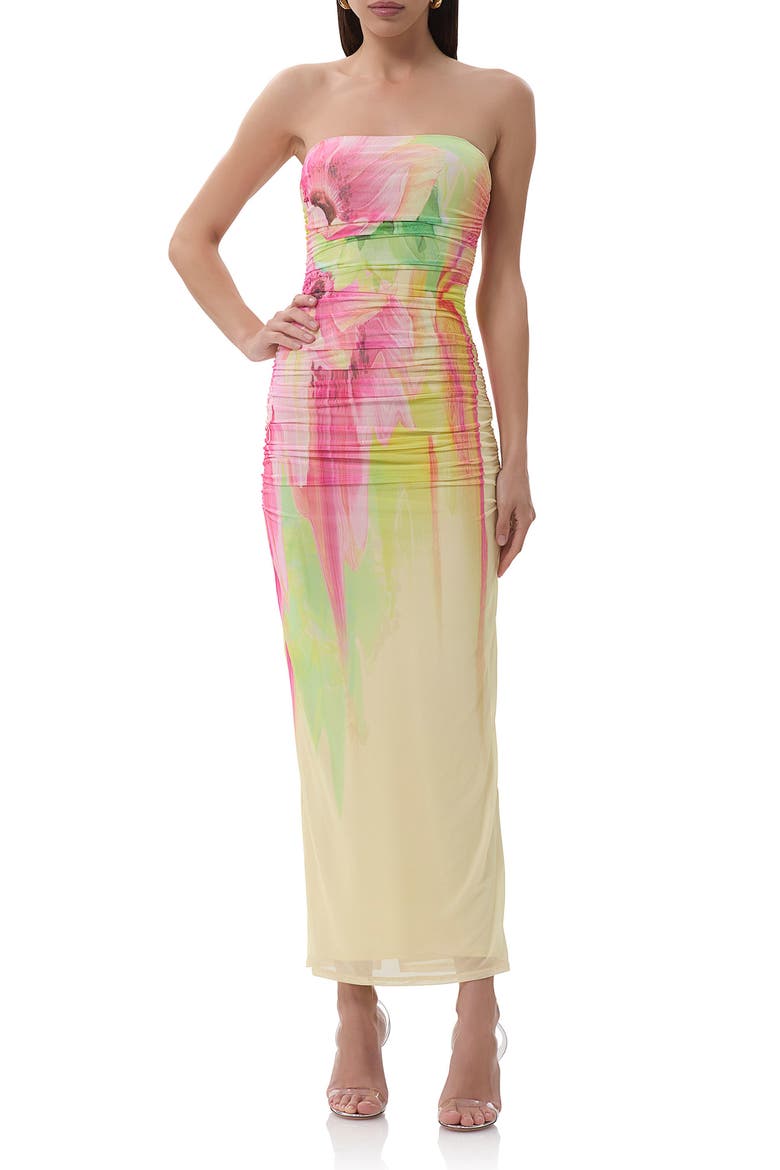 Marlo Strapless Mesh Maxi Dress, Main, color, BUTTER PEONY