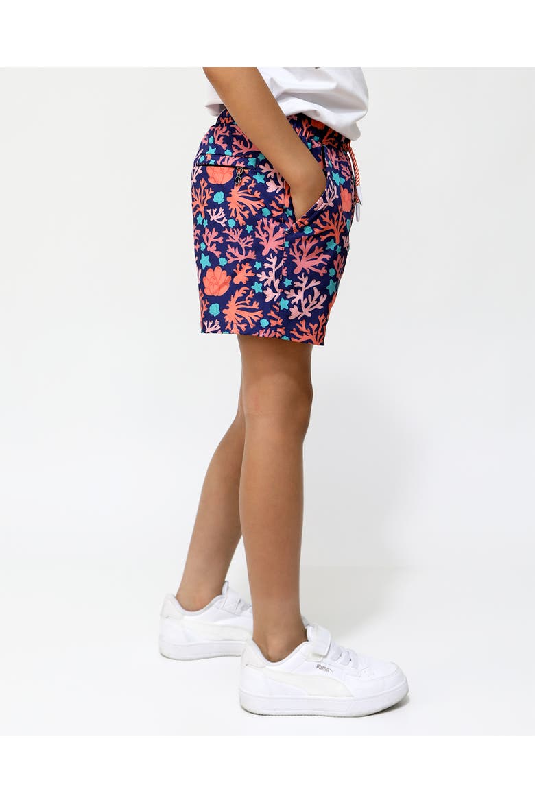 Boy's Swim Shorts, Alternate, color, Dark Blue/Coral