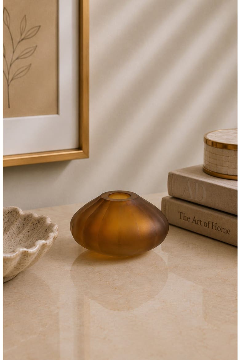 Milano Cut & Frosted Vase, Alternate, color, AMBER