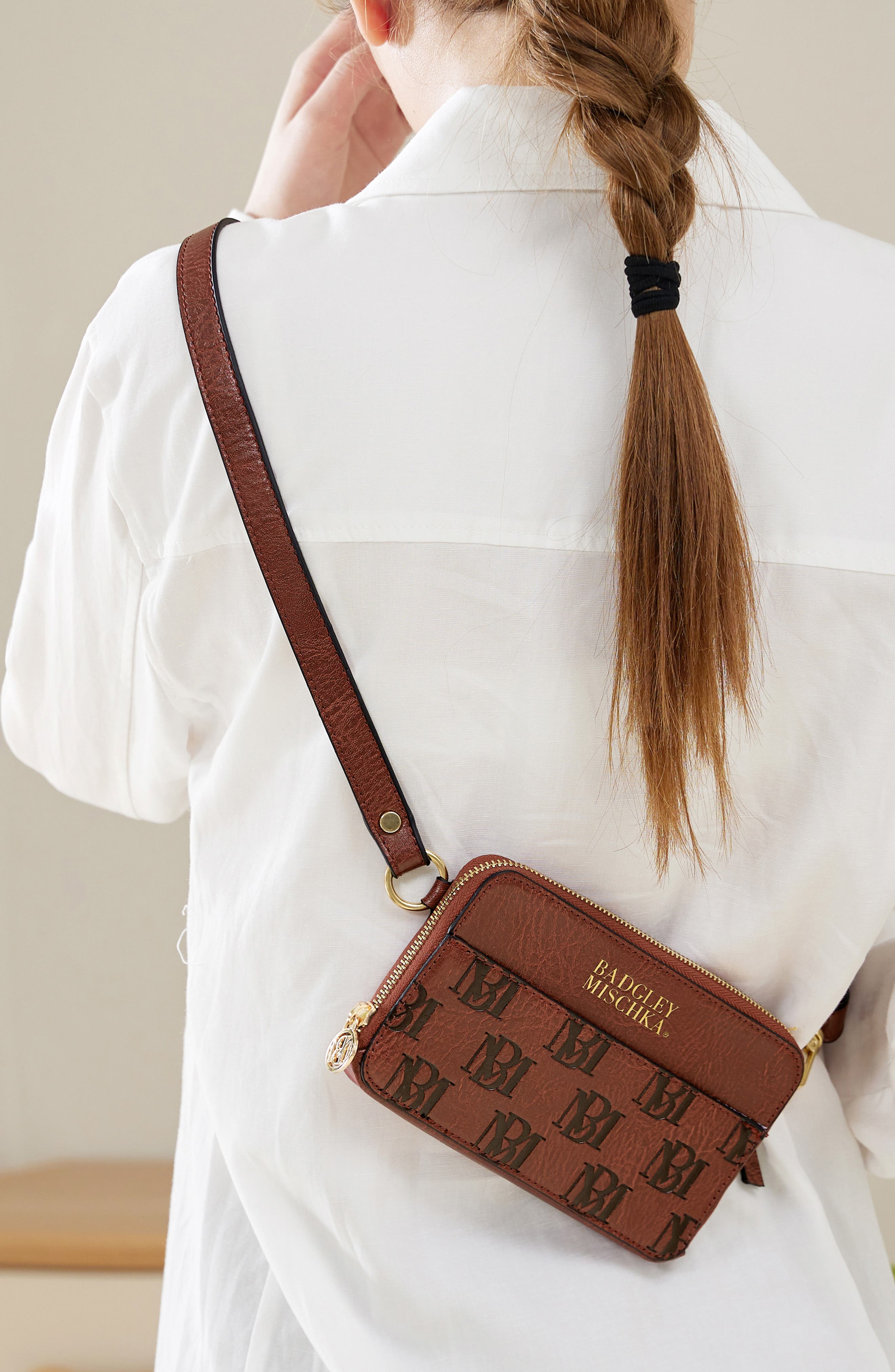 Madalyn Vegan Leather Pouch Belt Bag, Alternate, color, Brown