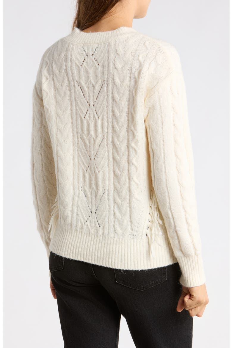 Cable Stitch Fringe Sweater, Alternate, color, CREAM
