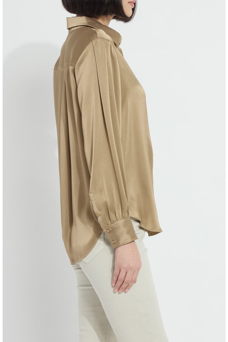 Mabel Hammered Satin Popover Shirt, Alternate, color, GOLDEN OLIVE