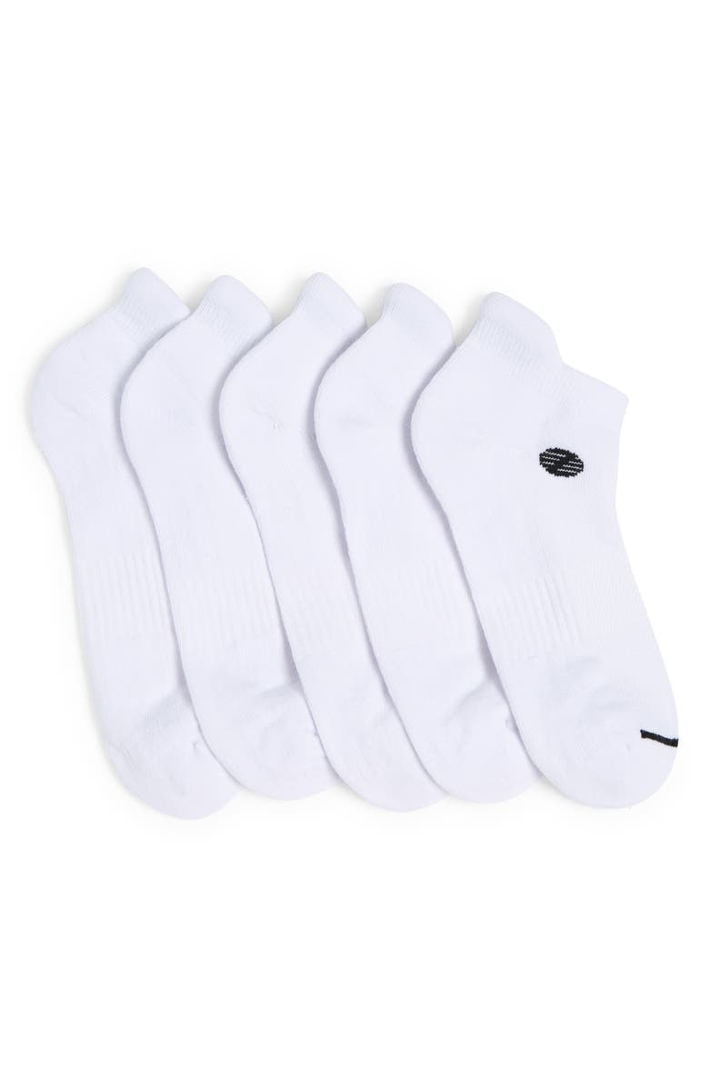 Z by Zella Sport 5-Pack Tab Back Socks, Main, color, White