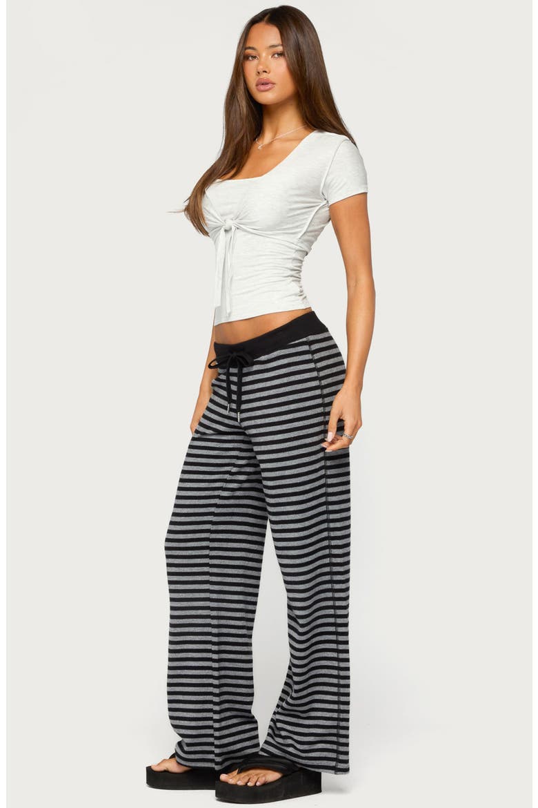 Tarla Striped Knit Pants, Alternate, color, GRAY-MELANGE-AND-BLACK