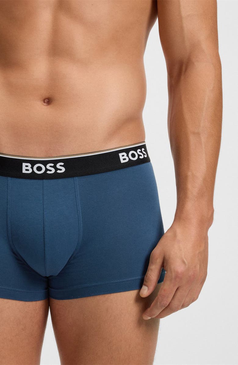 BOSS Assorted 3-Pack Power Stretch Cotton Trunks, Alternate, color, Blue Multi