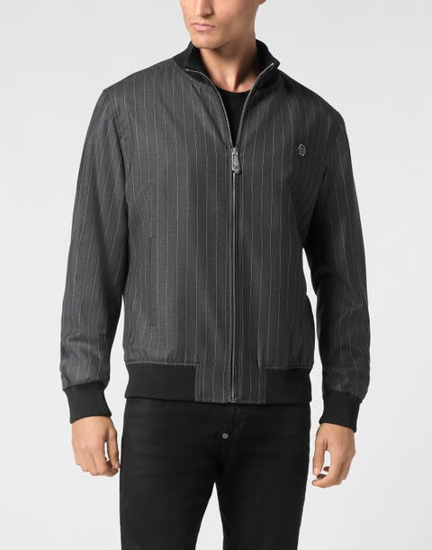 Wool Pinstripe Bomber Ls Men