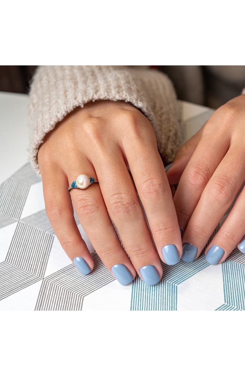 Julianna B. Cultured Pearl & Blue Topaz 3-Stone Ring 10k, Alternate, color, Blue Topaz