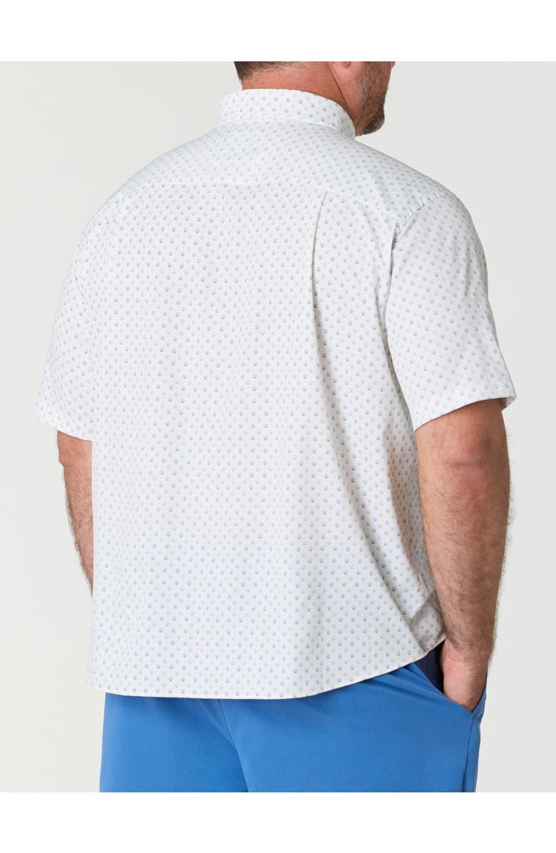 Untuckit Fit by Dxl Big & Tall Performance Van Meter Shell Print Sport Shirt, Alternate, color, White Green Blue