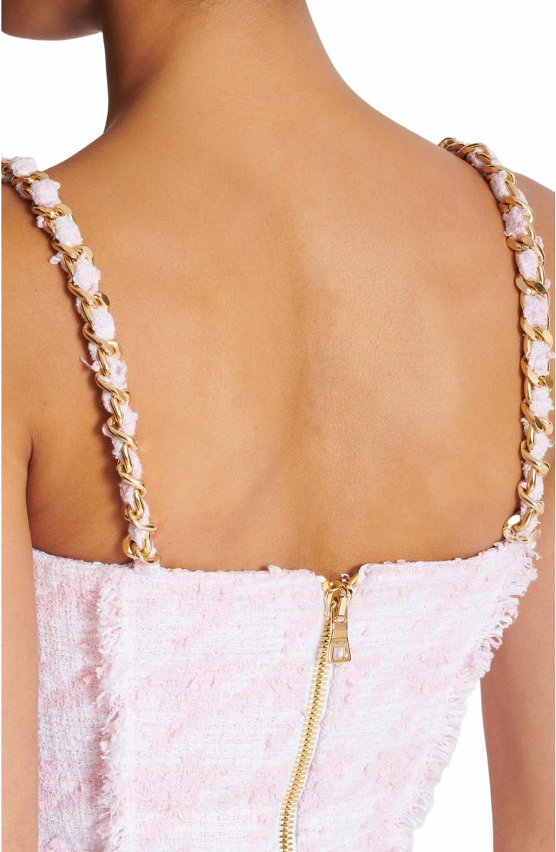 Balmain Strappy Tweed Top, Alternate, color, White