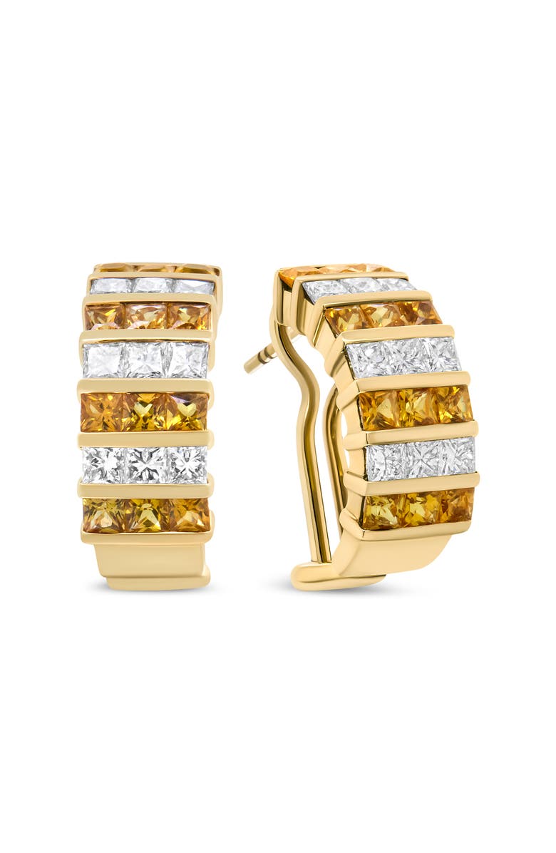Haus of Brilliance 18K Yellow Gold 1 3/4 Cttw Diamond & Yellow Sapphire Huggie Hoop Earrings, Alternate, color, Yellow