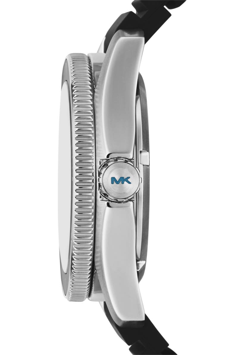 Michael Kors Maritime Quartz Silicone Strap Watch, 42mm, Alternate, color, Silver