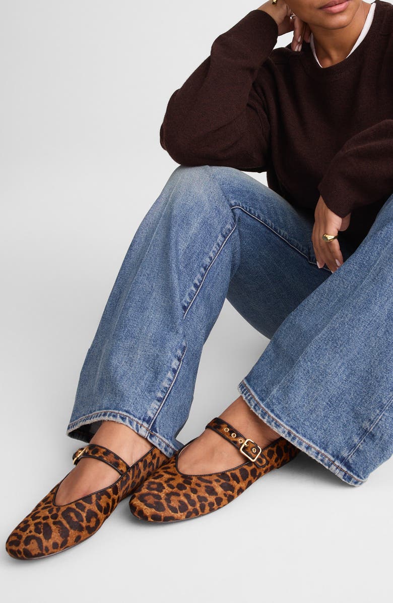 Madewell The Remy Leopard Mary Jane Flat, Alternate, color, Caramel Multi
