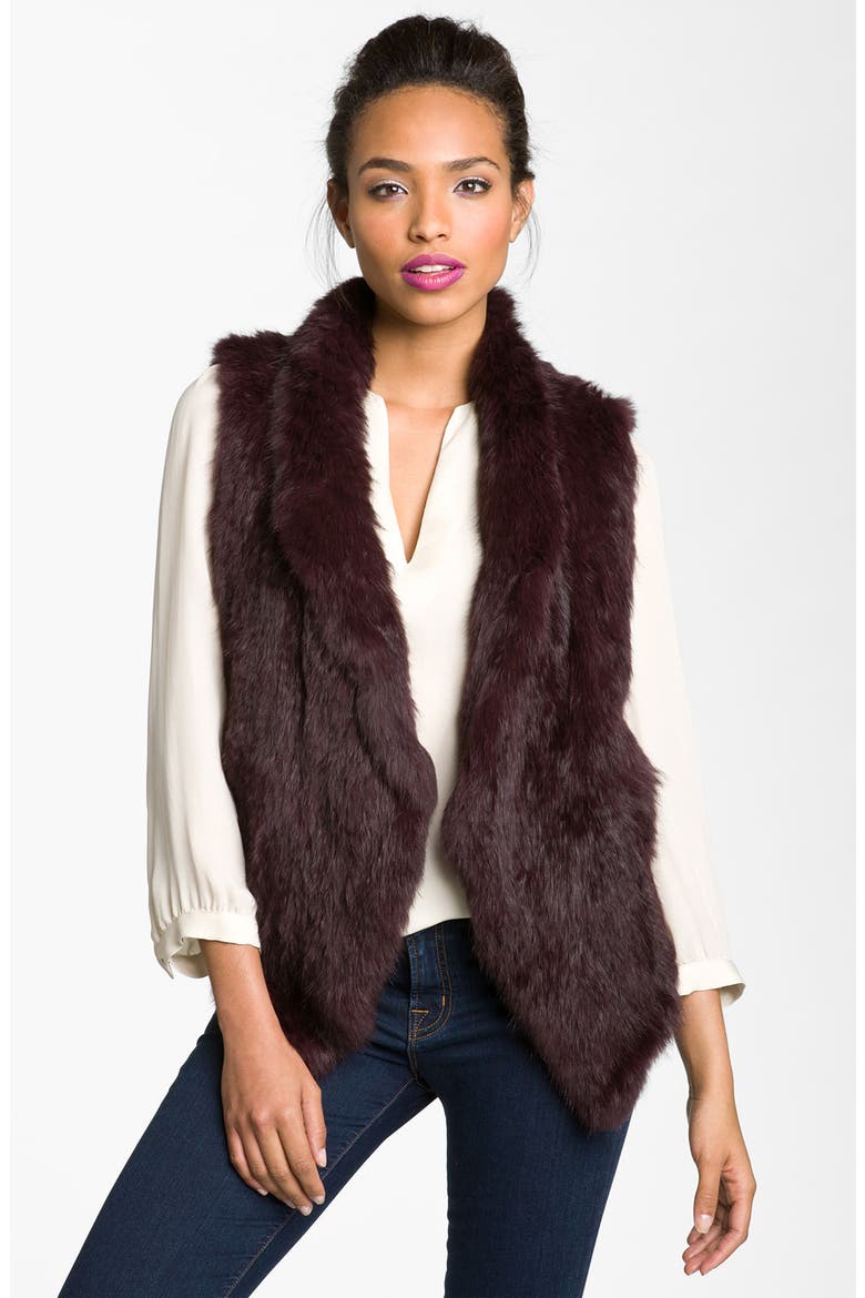 Genuine Rabbit Fur Vest, Main, color, BURGUNDY