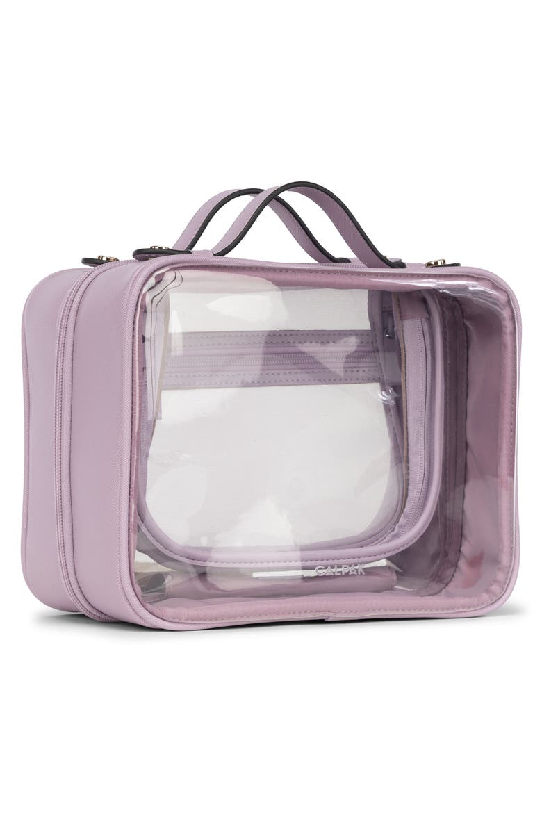 Medium Clear Cosmetics Case, Alternate, color, LAVENDER