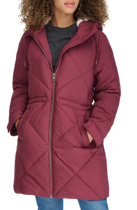 Burgundy quilted jacket womens online