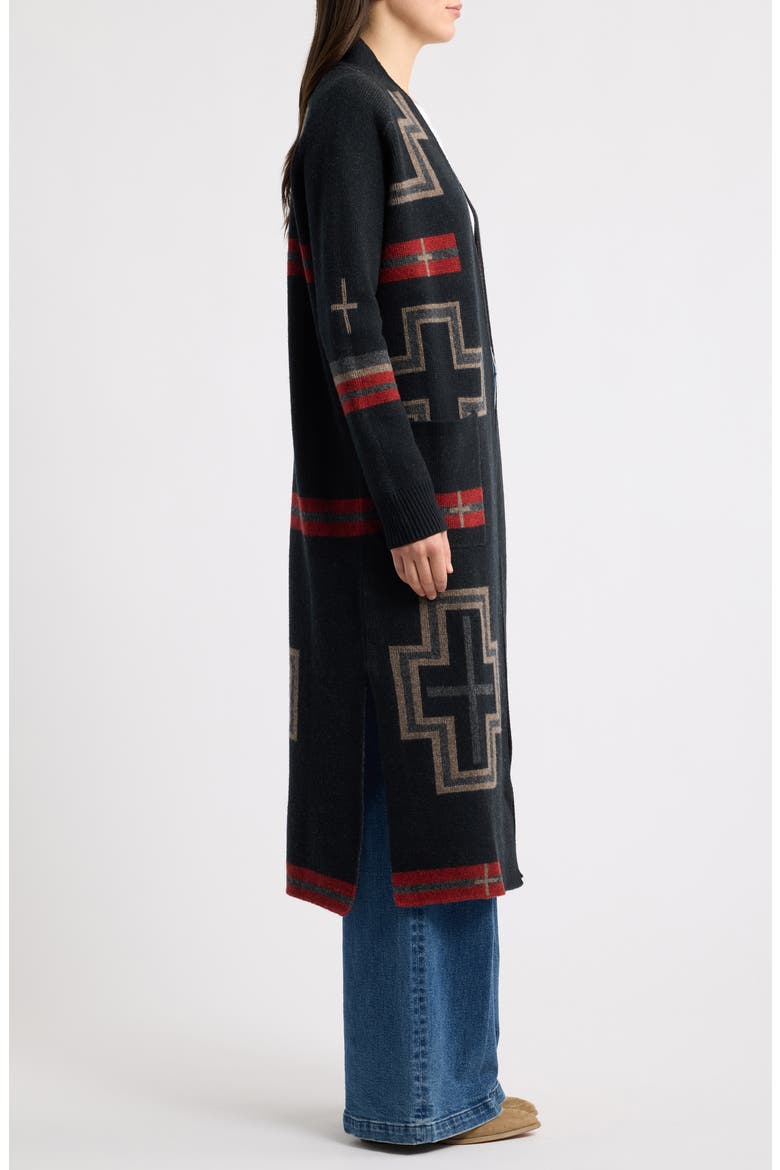 Wool Duster Cardigan, Alternate, color, BLACK/ RED SAN MIGUEL