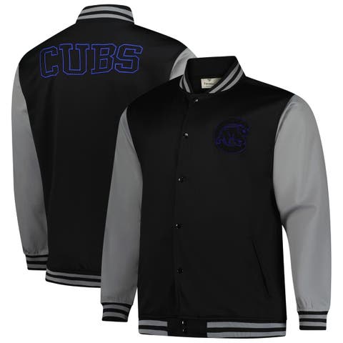 Men's Profile  Black/Gray Chicago Cubs Full-Snap Varsity Jacket