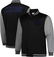 PROFILE Men's Profile Black/Gray Chicago Cubs Full-Snap Varsity Jacket