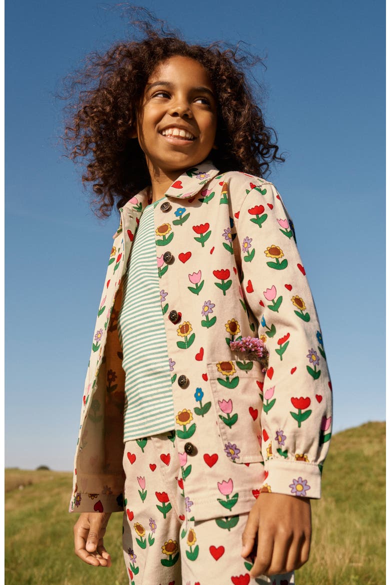 Kids' Floral Denim Jacket, Alternate, color, IVORY SUNFLOWER GARDEN