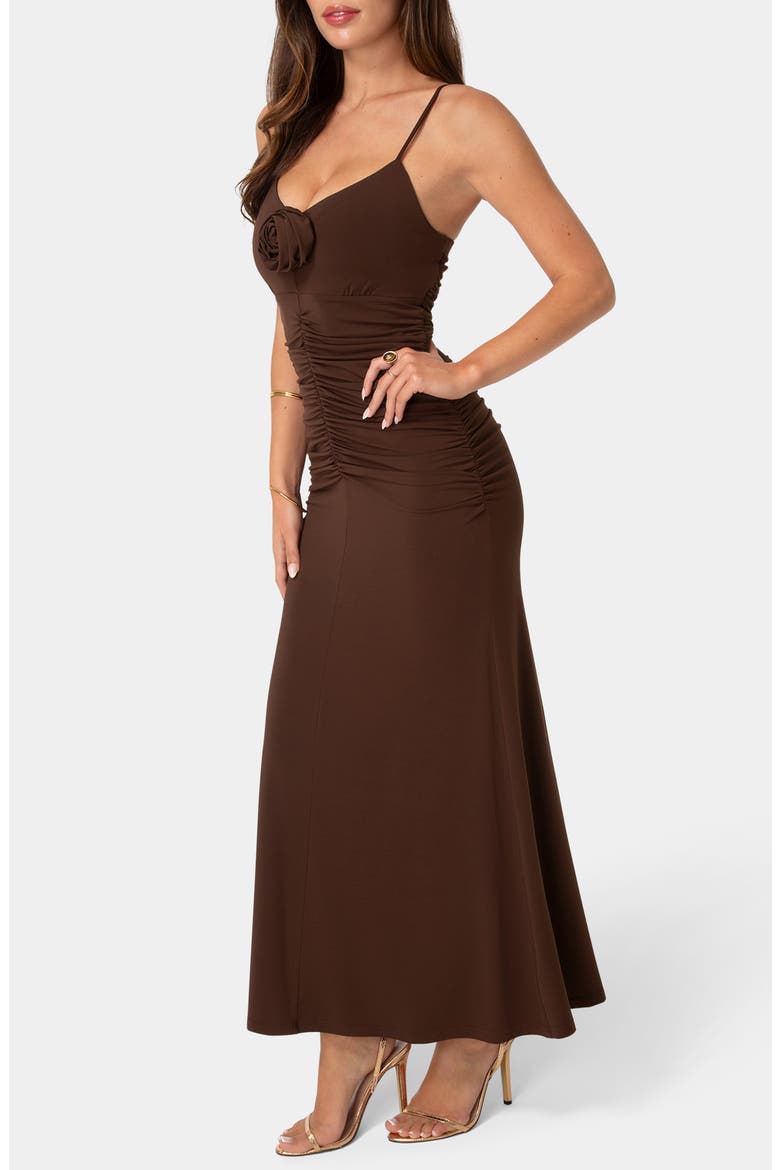 Rosette Maxi Dress, Alternate, color, CHOCOLATE
