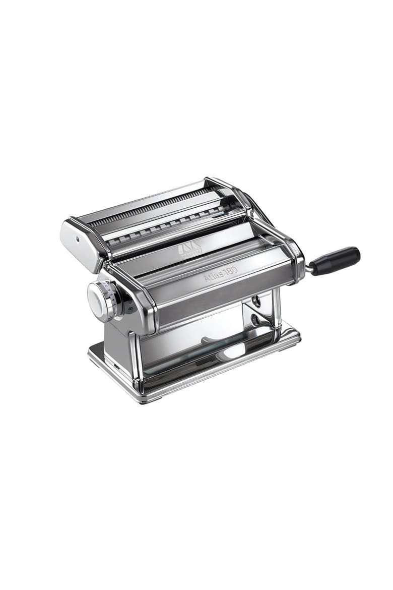 Atlas 180 Machine with Pasta Cutter, Hand Crank, and Instructions, Made in Italy, Silver, Main, color, Silver