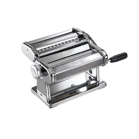 Atlas 180 Machine with Pasta Cutter, Hand Crank, and Instructions, Made in Italy, Silver