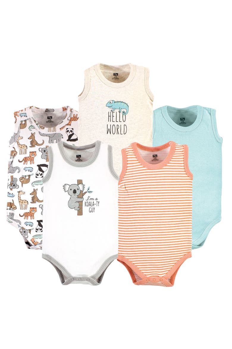 Cotton Tank-Style Bodysuits, Main, color, Zoo Animals