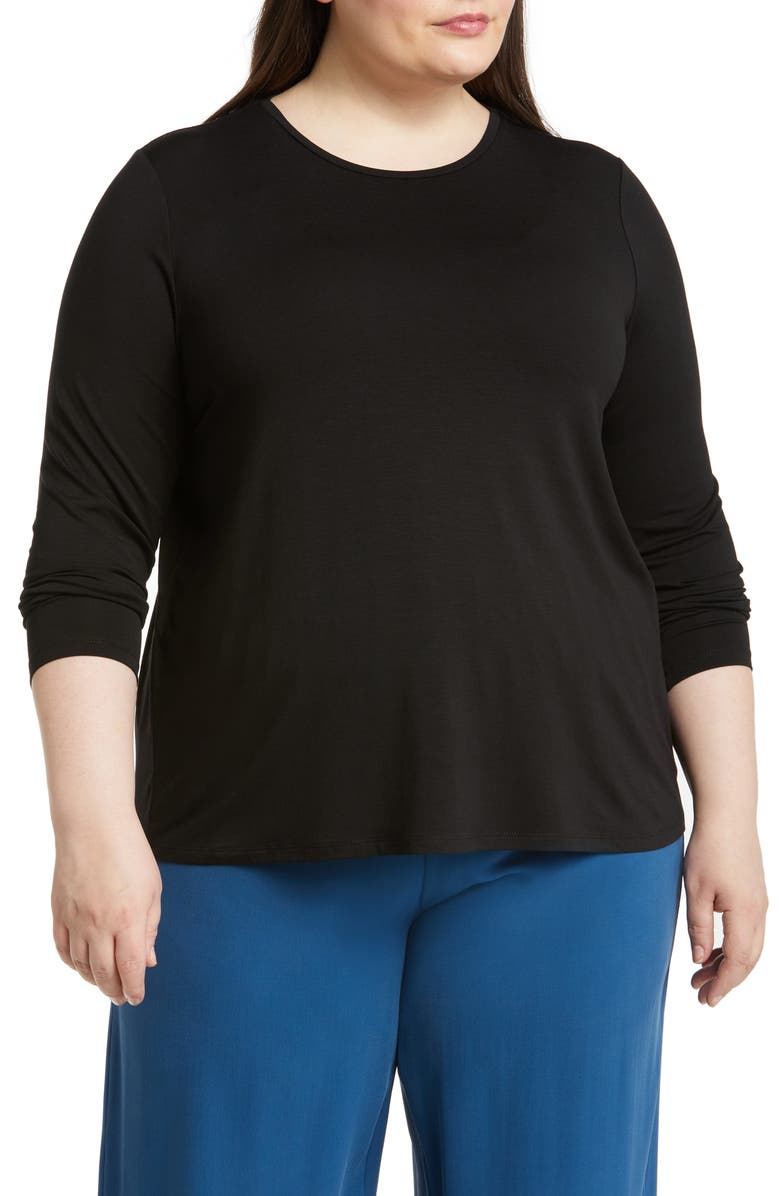 Eileen Fisher Crewneck Jersey Top, Main, color, 