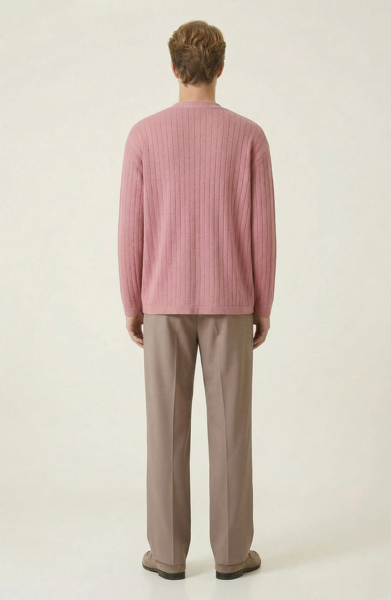 Modenaire Ribbed Knit Cardigan, Alternate, color, Dusty Rose