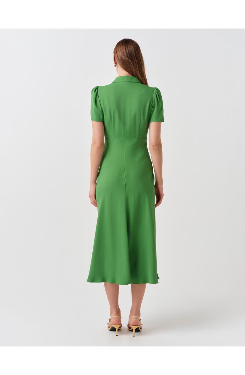 Ghost London Verity Crepe Puff Sleeve Midi Dress, Alternate, color, Green