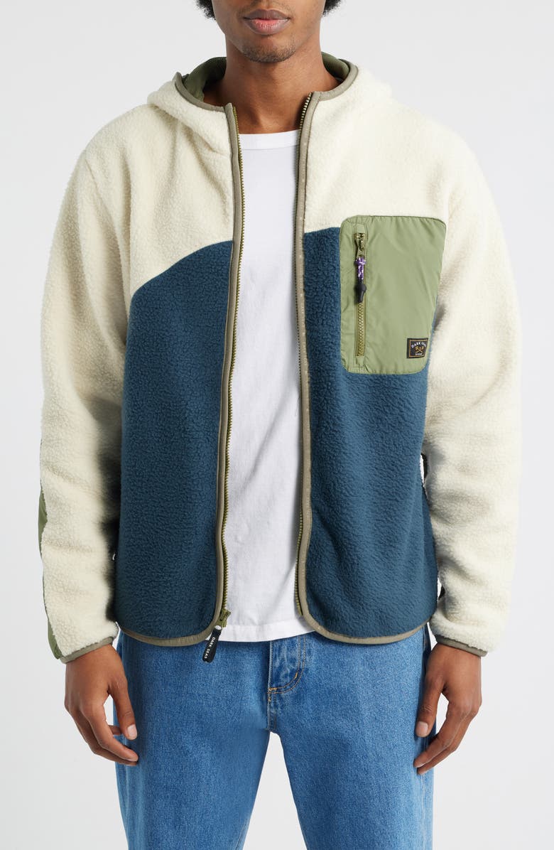 DARK SEAS Aliso Colorblock Fleece Zip Hoodie, Main, color, White/ Navy