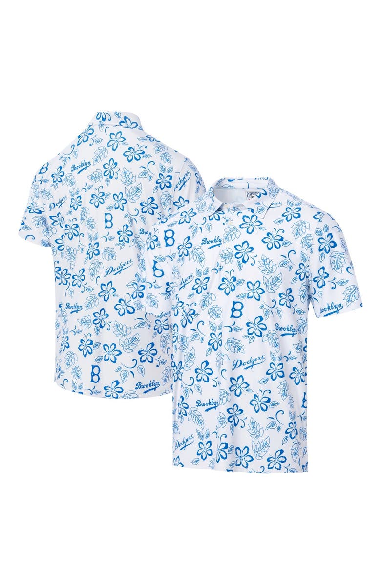 Reyn Spooner Men's Reyn Spooner White Brooklyn Dodgers Cooperstown Collection Performance Polo, Main, color, 