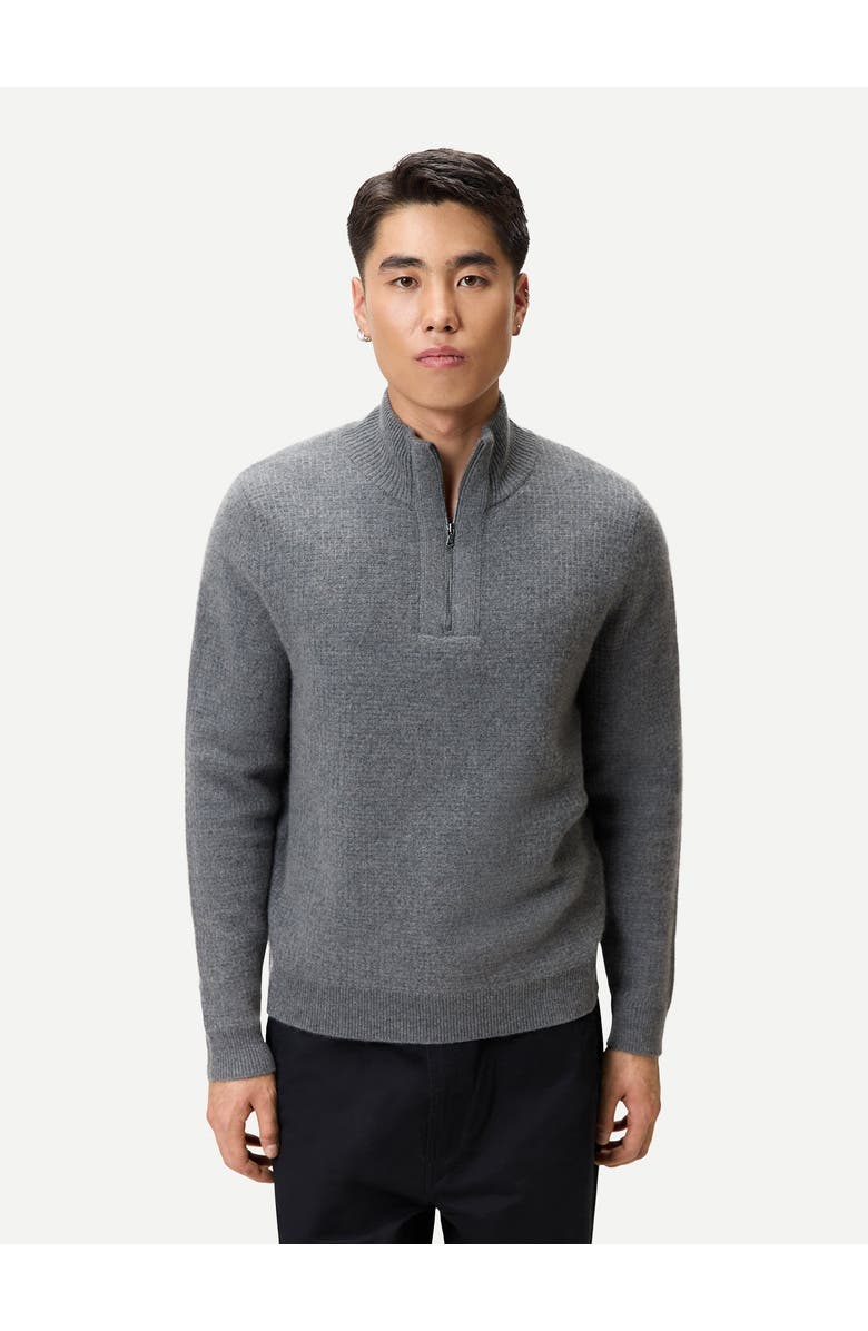 Gobi Cashmere Men's Cashmere Waffle Knit Half-Zip Sweater, Alternate, color, Stone Gray