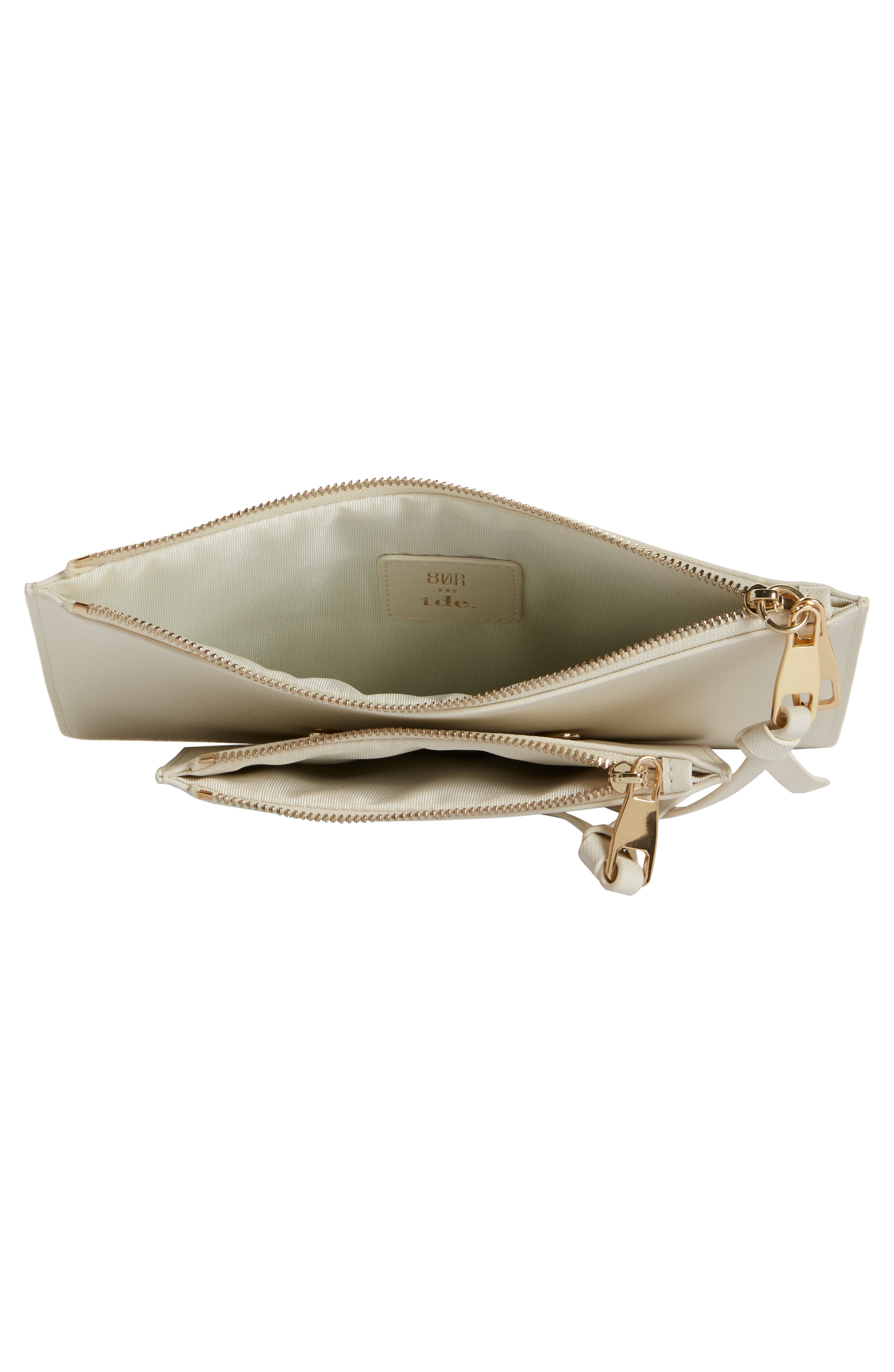 x Jill Jacobs Saffiano Leather Zip Pouch, Alternate, color, STONE