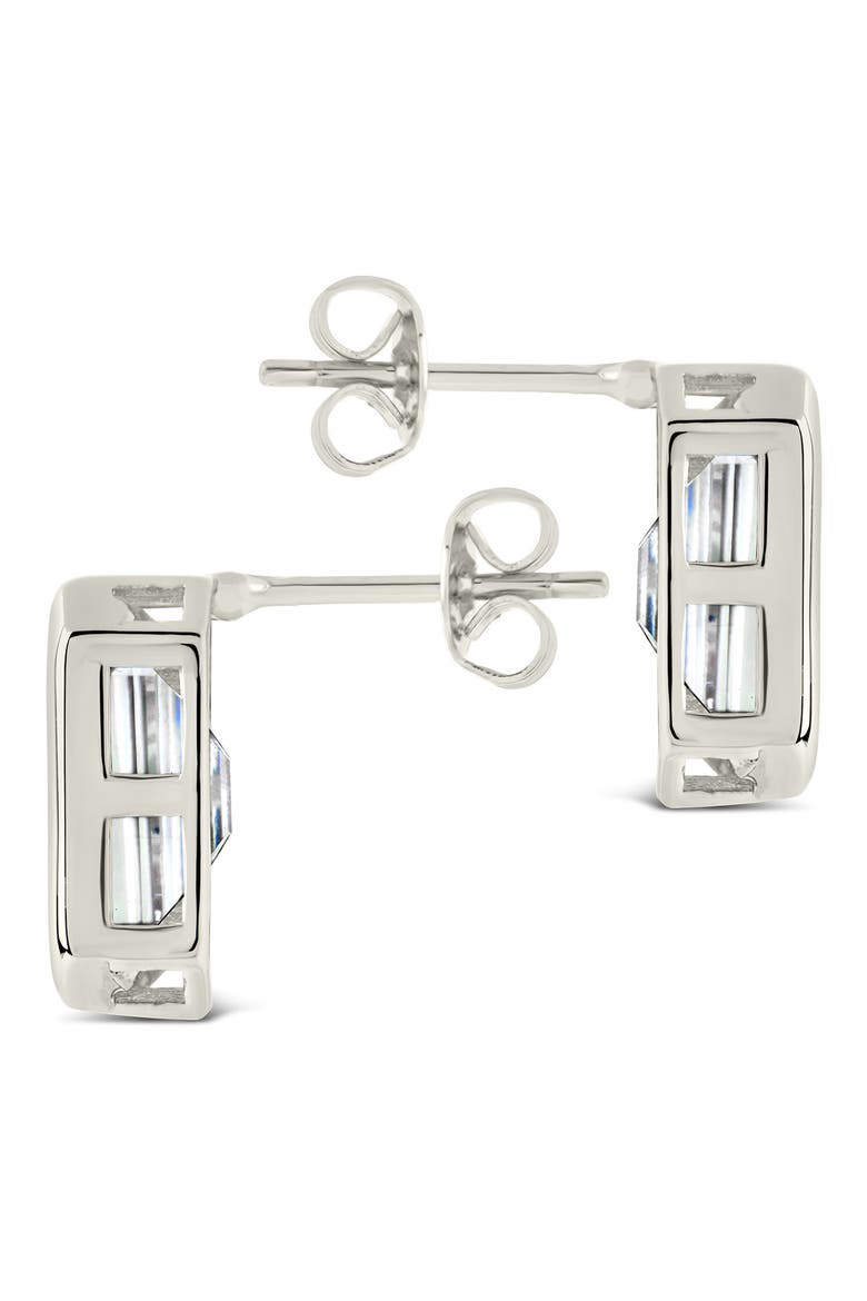 Camille Bezel Cubic Zirconia Stud Earrings, Alternate, color, SILVER