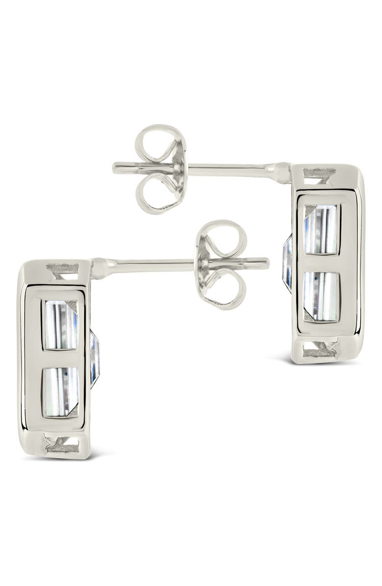 Sterling Forever Camille Bezel Cubic Zirconia Stud Earrings, Alternate, color, Silver