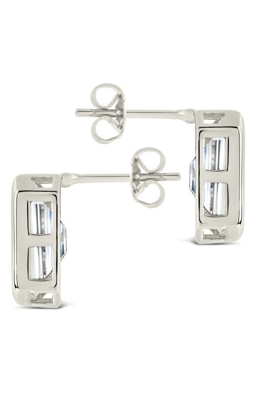 Sterling Forever Camille Bezel Cubic Zirconia Stud Earrings In Silver