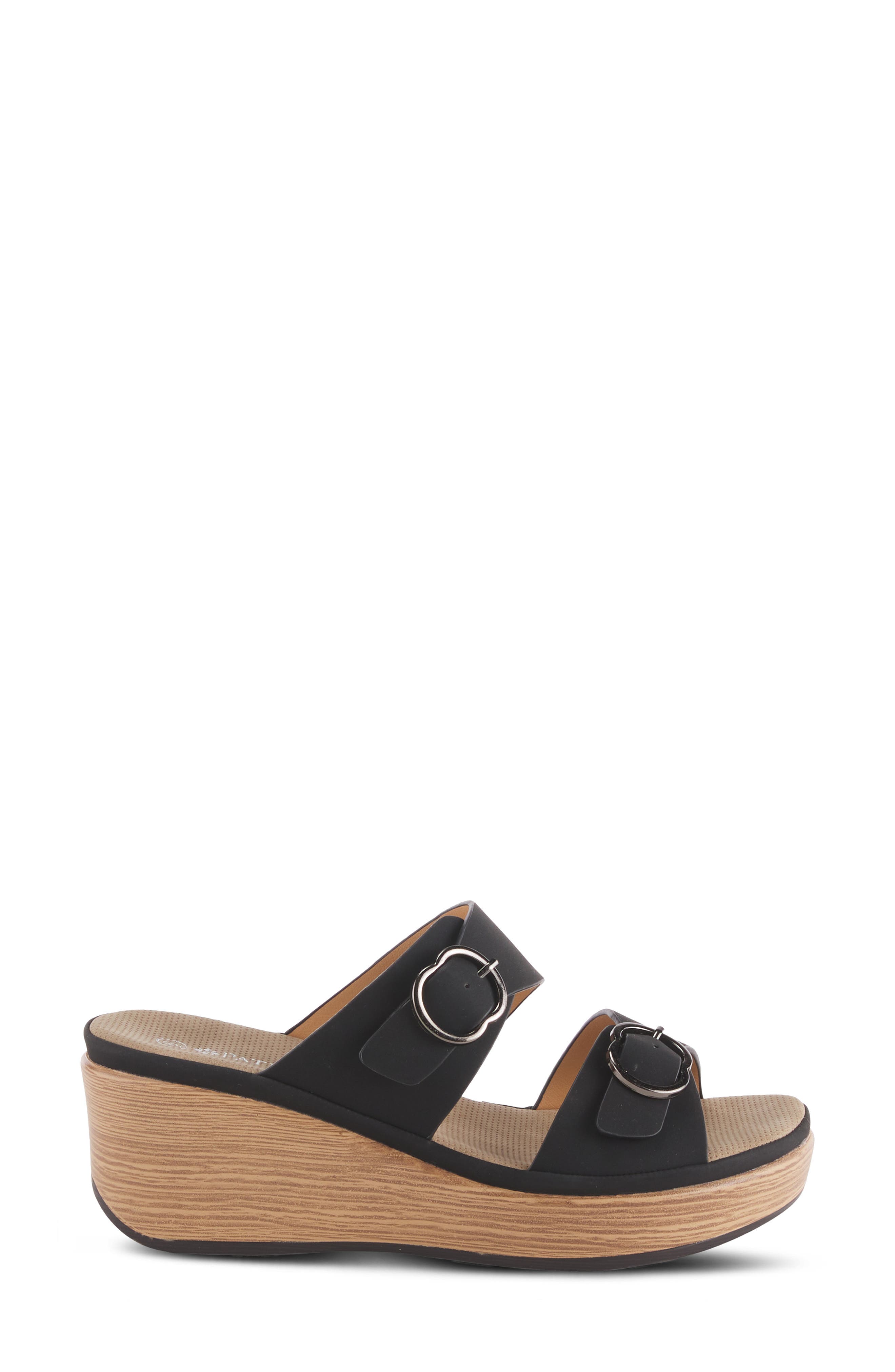 Shaniho Platform Wedge Sandal, Alternate, color, BLACK