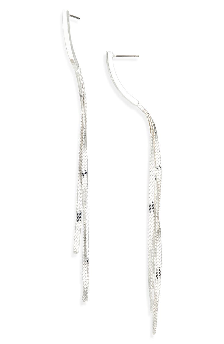 NORDSTROM RACK Snake Chain Tassel Drop Earrings, Main, color, Silver