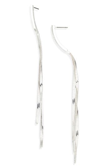 Nordstrom Rack Snake Chain Tassel Drop Earrings In Silver