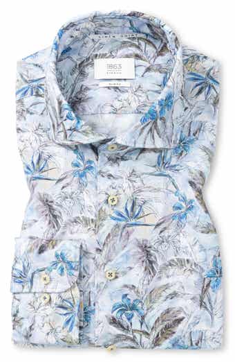 Slim Fit Print Cotton Twill Dress Shirt