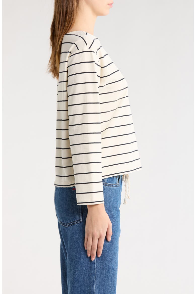 Luxe Stripe Sueded Cotton T-Shirt, Alternate, color, BLACK/ WHITE STRIPE