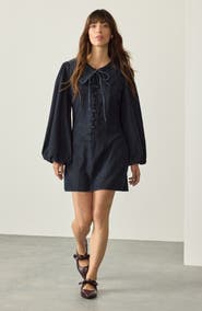 NEXT Balloon Sleeve Denim Minidress
