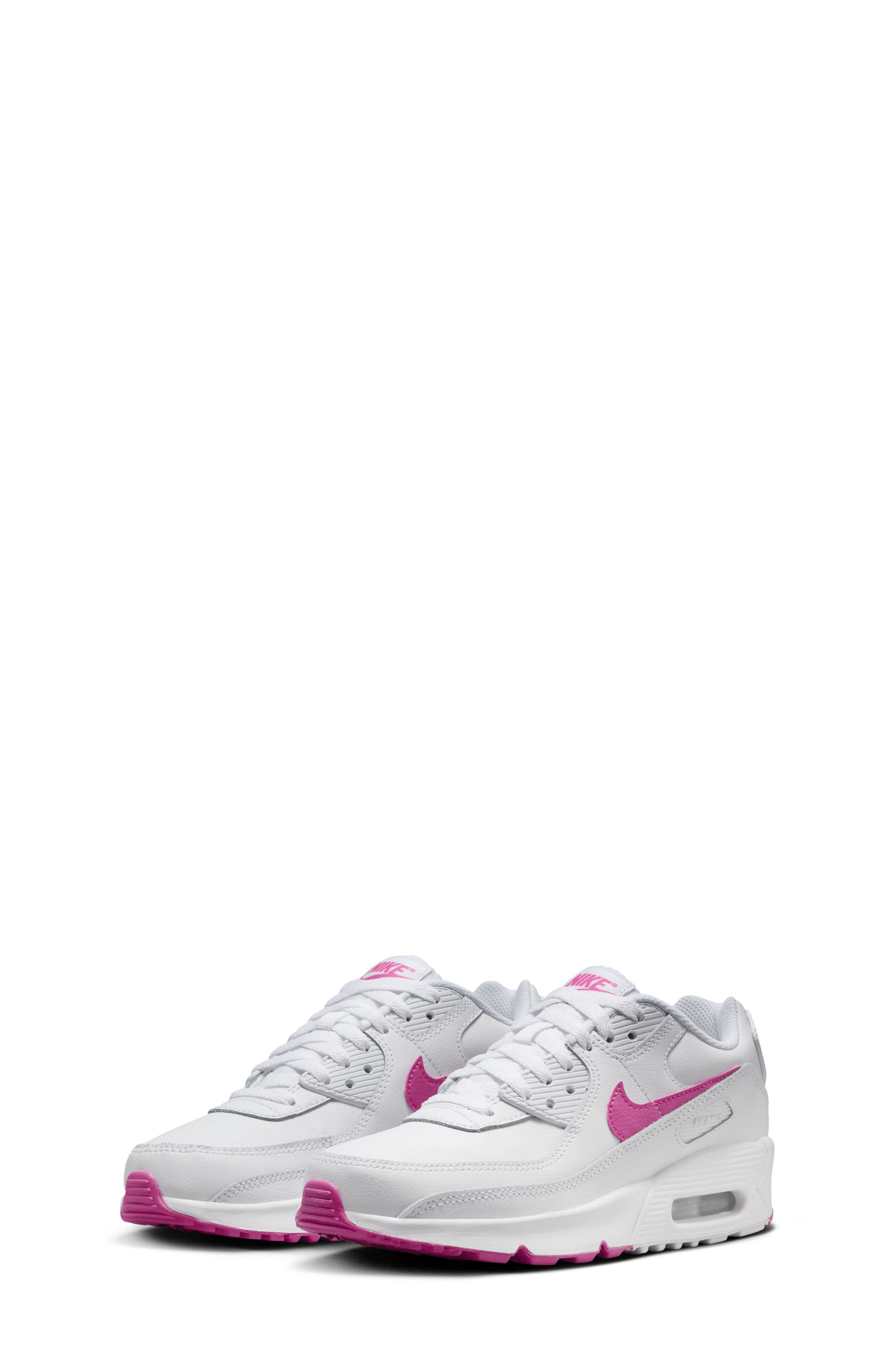 Nike Air Max 90 Sneaker, Main, color, 101 White/Laser Fuchsia