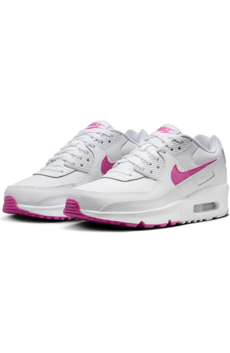 Nike Air Max 90 Sneaker, Main, color, 101 White/Laser Fuchsia