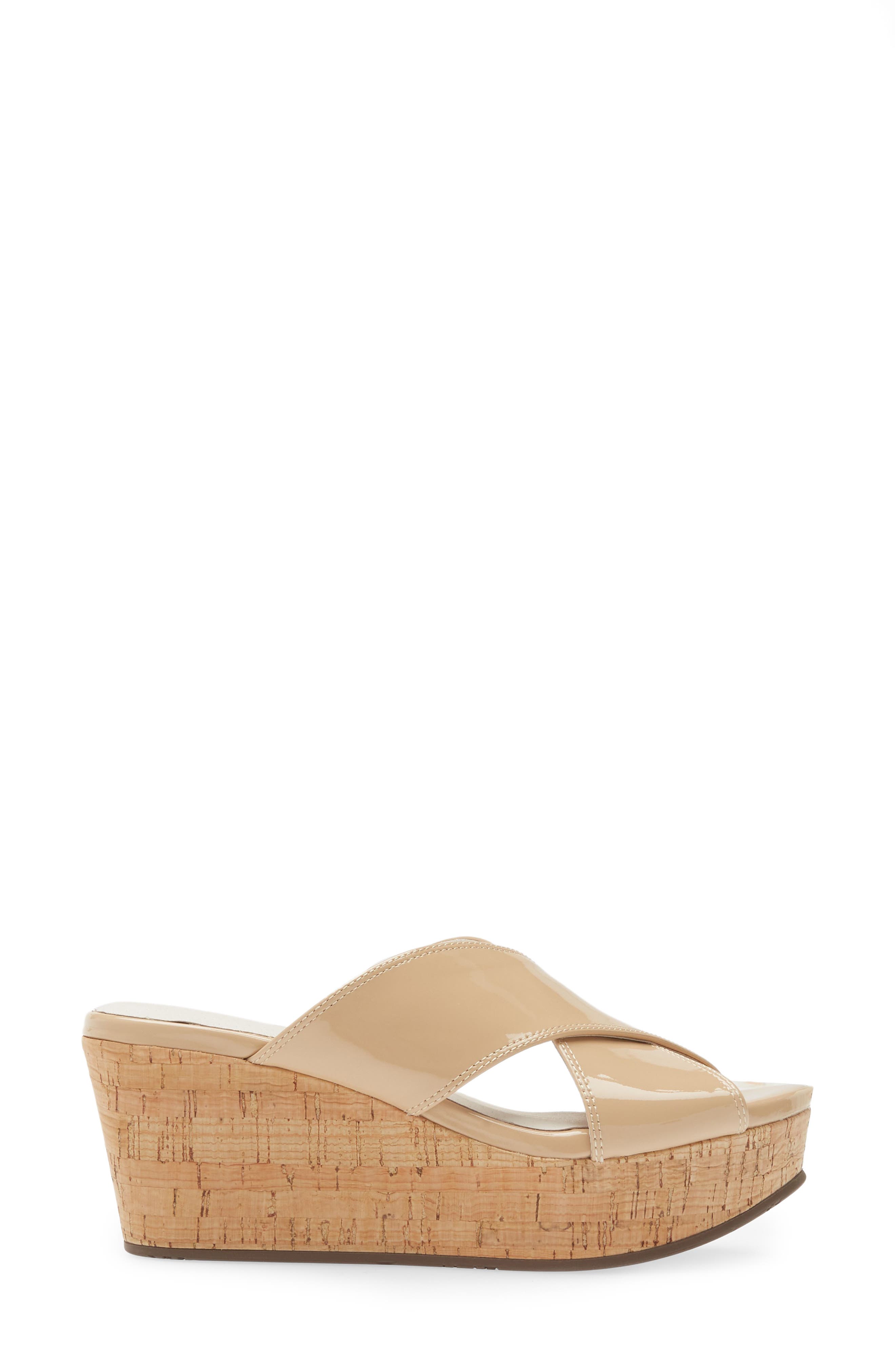 Chocolat Blu Crisscross Wedge Slide Sandal, Alternate, color, Nude Patent