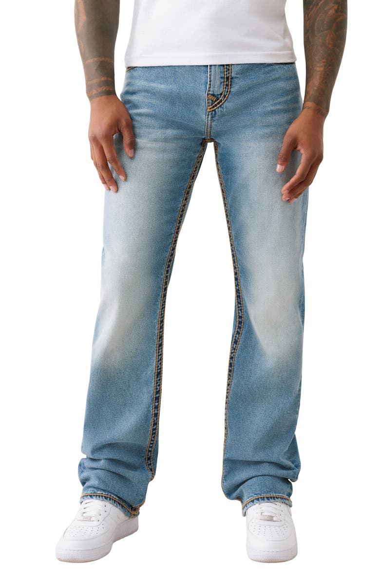 True Religion Ricky Rope Stitch Flap Straight Leg Jeans, Main, color, Medium Wash