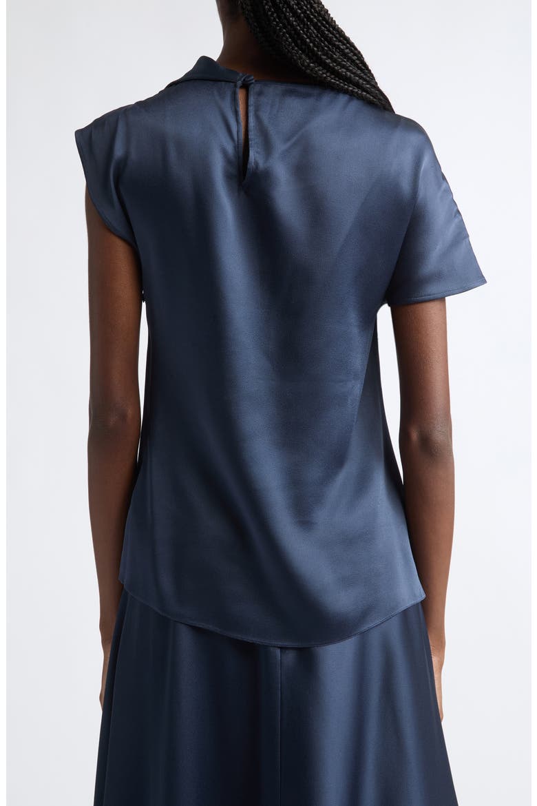 Draped Satin Top, Alternate, color, NAVY