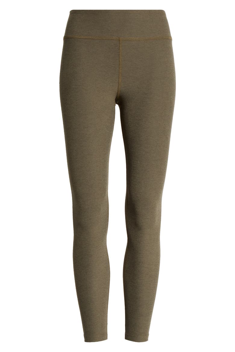 Space Dye High Waist Midi Leggings, Alternate, color, BEYOND OLIVE HEATHER